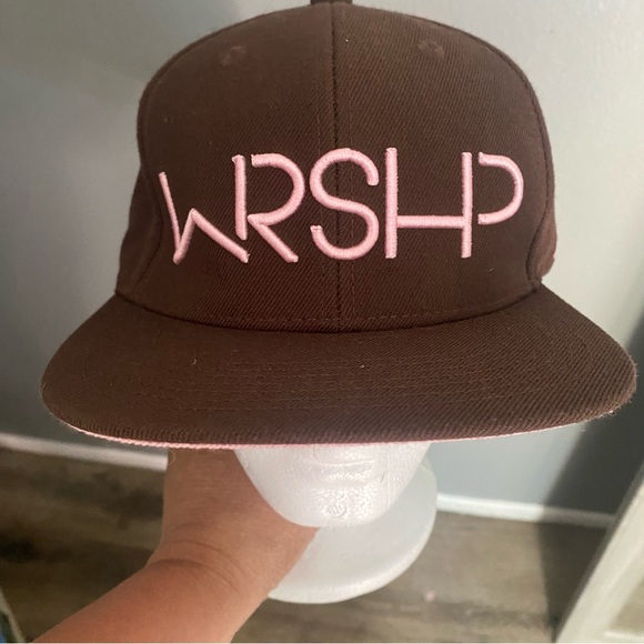 NEW WRSHP  Woman Snap Back Hat Brown & Pink is  reminder to be grateful everyday - Picture 2 of 10